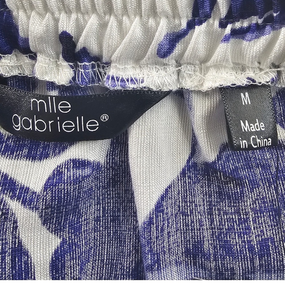Mlle Gabrielle Tiered Broomstick Maxi Skirt Women M White Blue Floral Drawstring - Picture 8 of 10
